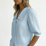 Romantiška blusa su ramunėlių siuvinėjimu