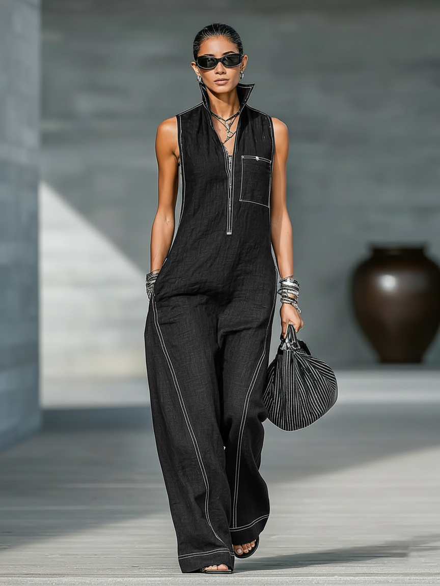 Minimalistinis moteriškas jumpsuit