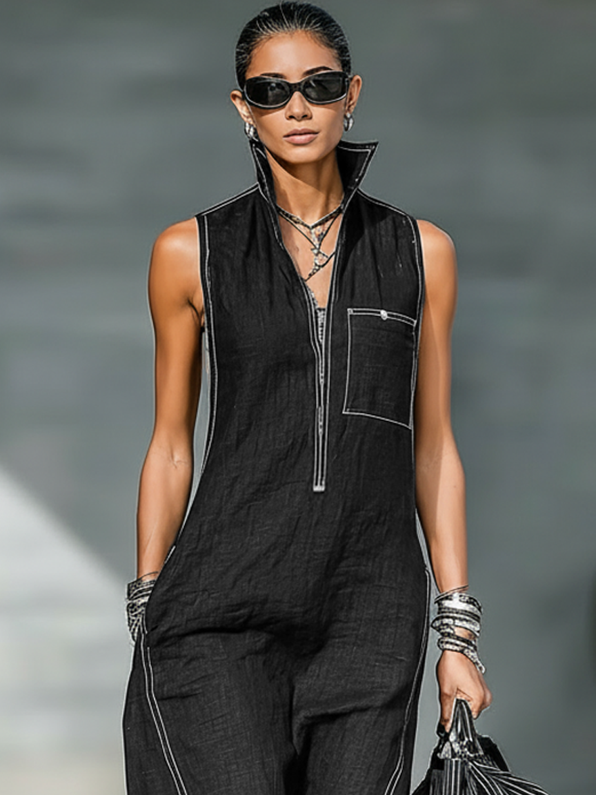 Minimalistinis moteriškas jumpsuit