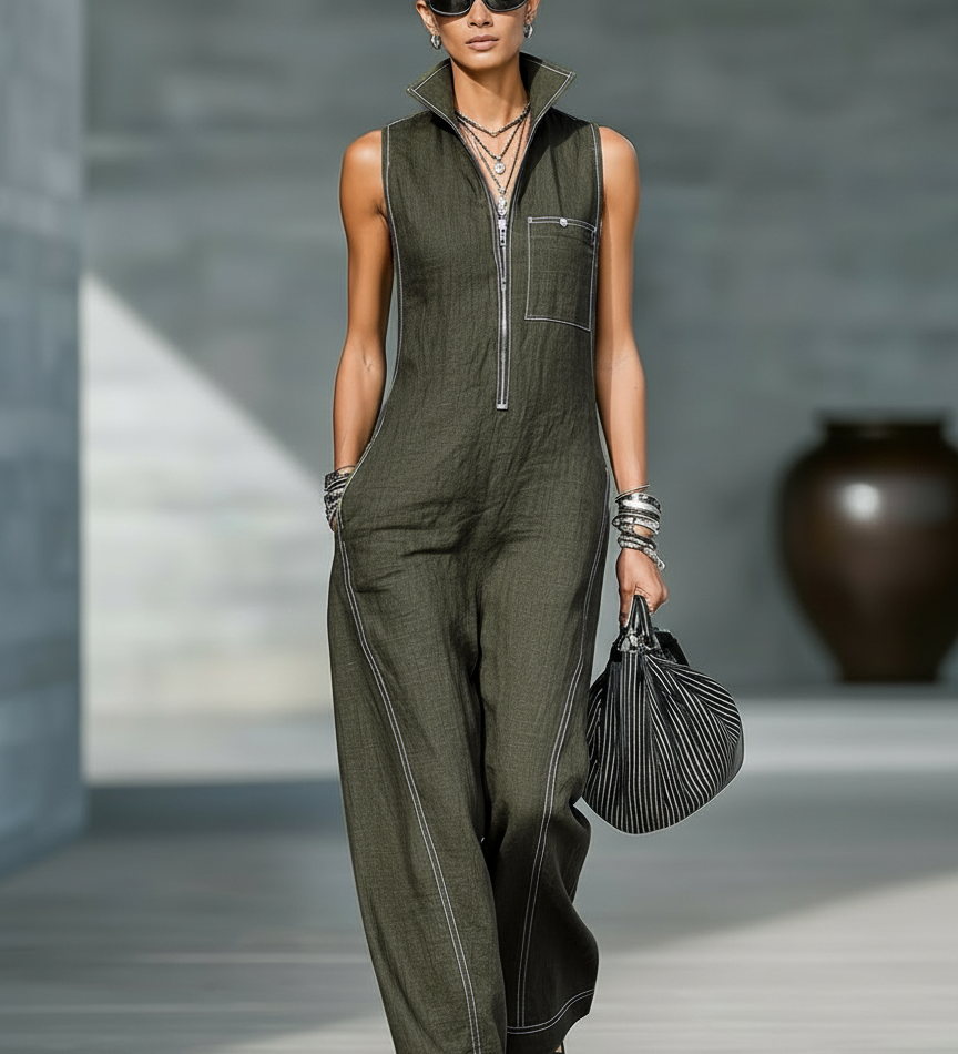 Minimalistinis moteriškas jumpsuit