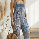Denim Floral Jumpsuit
