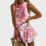 Mini Pink Dress with Miraba Pattern