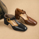 Marcele T-Strap Leather Shoes