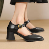 Marcele T-Strap Leather Shoes