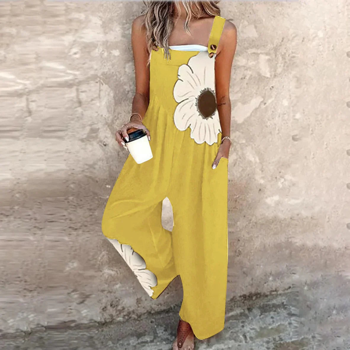 Patogus Raštuotas Jumpsuit (Juoda)