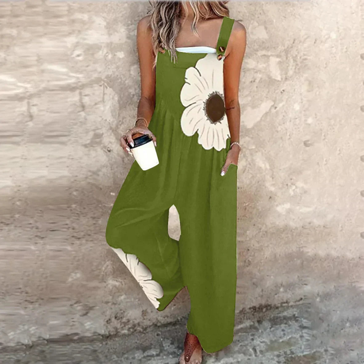 Patogus Raštuotas Jumpsuit (Juoda)