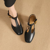 Marcele T-Strap Leather Shoes