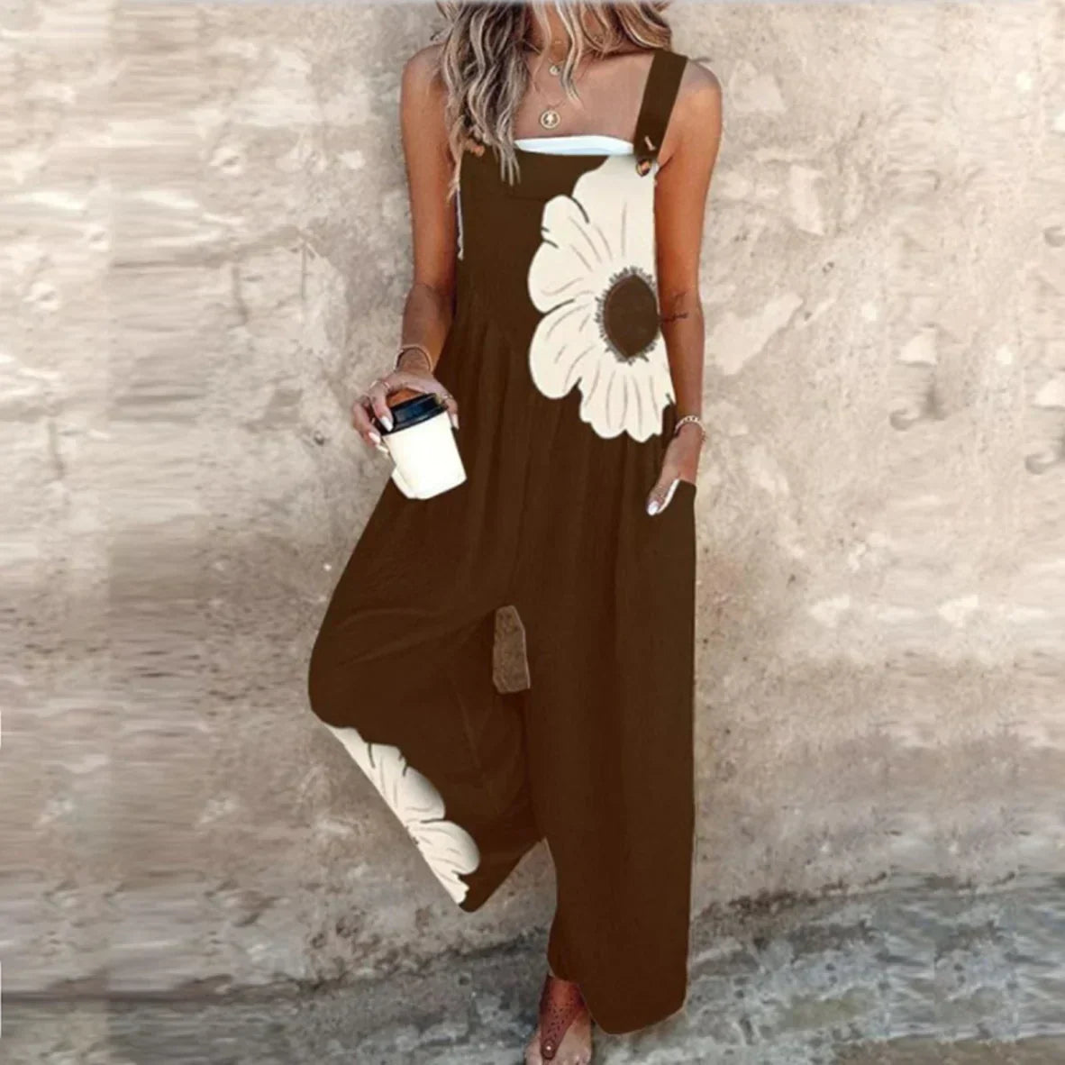 Patogus Raštuotas Jumpsuit (Juoda)