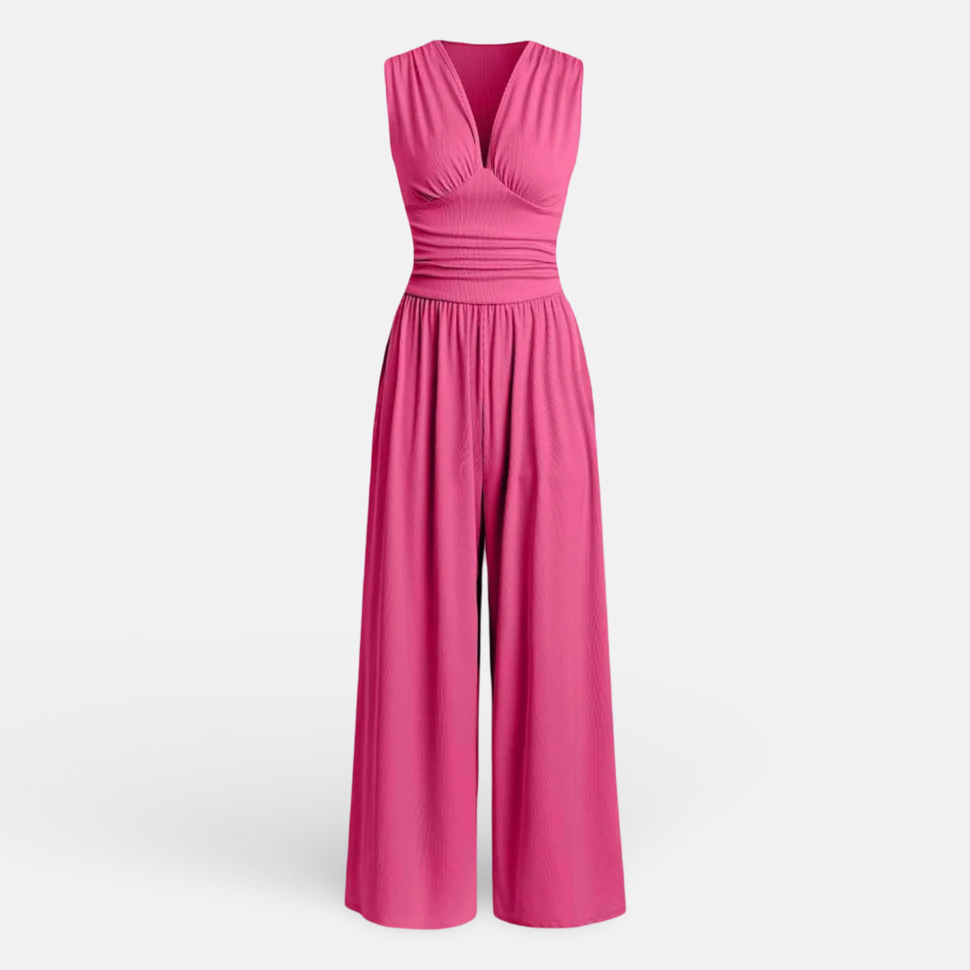 Stylish Wide-Leg Jumpsuit with Sleeveless Design