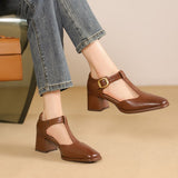 Marcele T-Strap Leather Shoes
