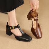 Marcele T-Strap Leather Shoes