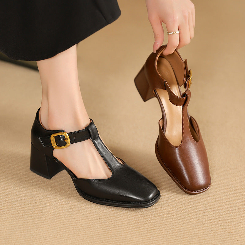 Marcele T-Strap Leather Shoes