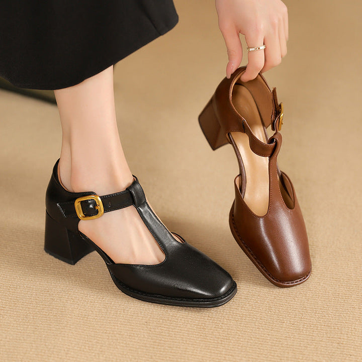 Marcele T-Strap Leather Shoes