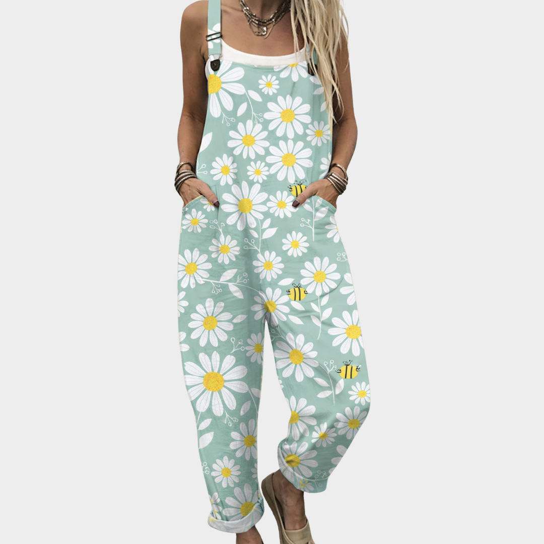 Patogus Spausdintas Jumpsuitas (Šviesiai mėlyna su gėlių raštu)