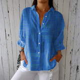 Moderni Mėlyna Dryžuota Blusa