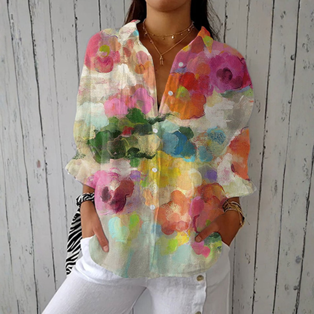 Elegantiška Gėlių Aquarelos Blusa