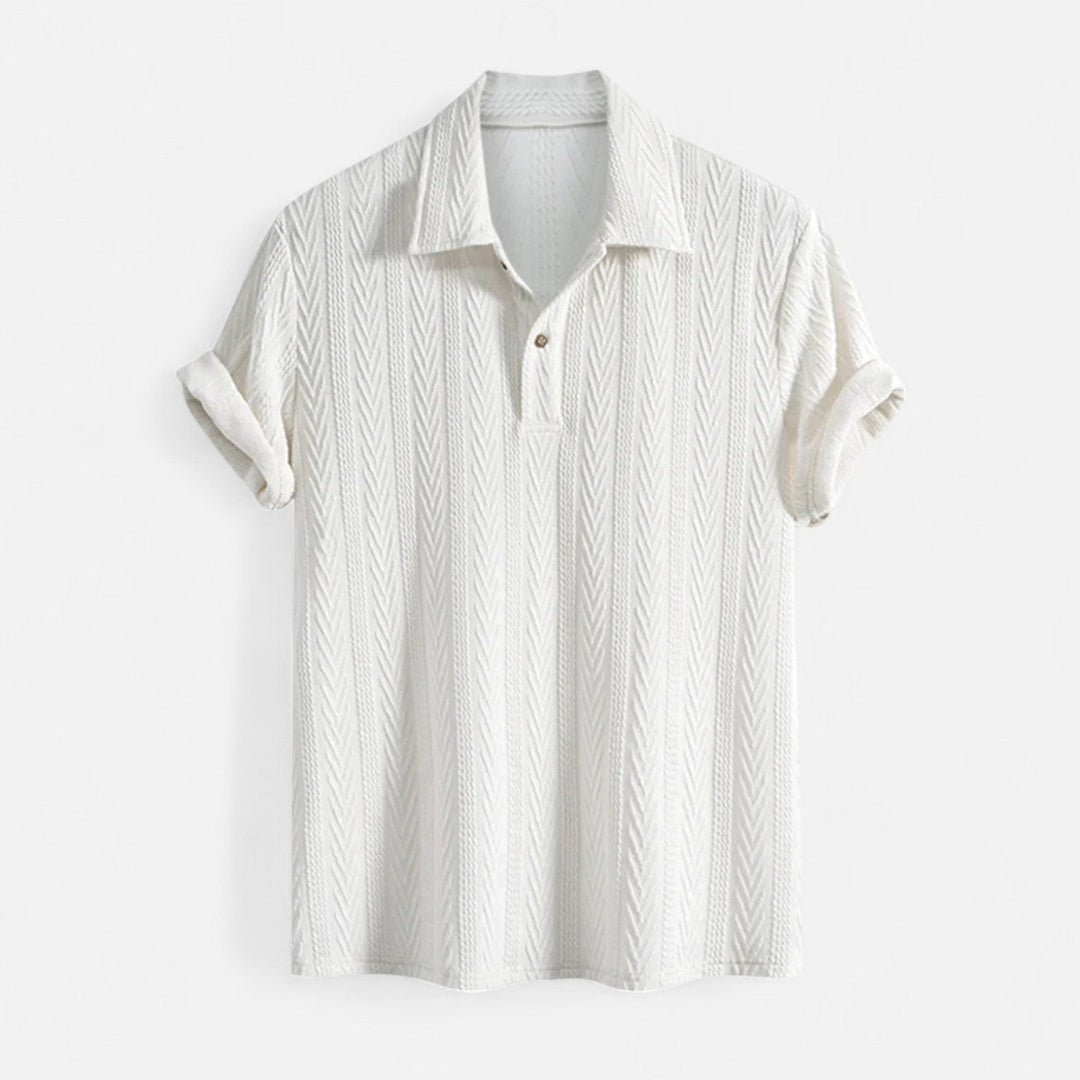 Jacquard Megztinis su Polo Apykakle