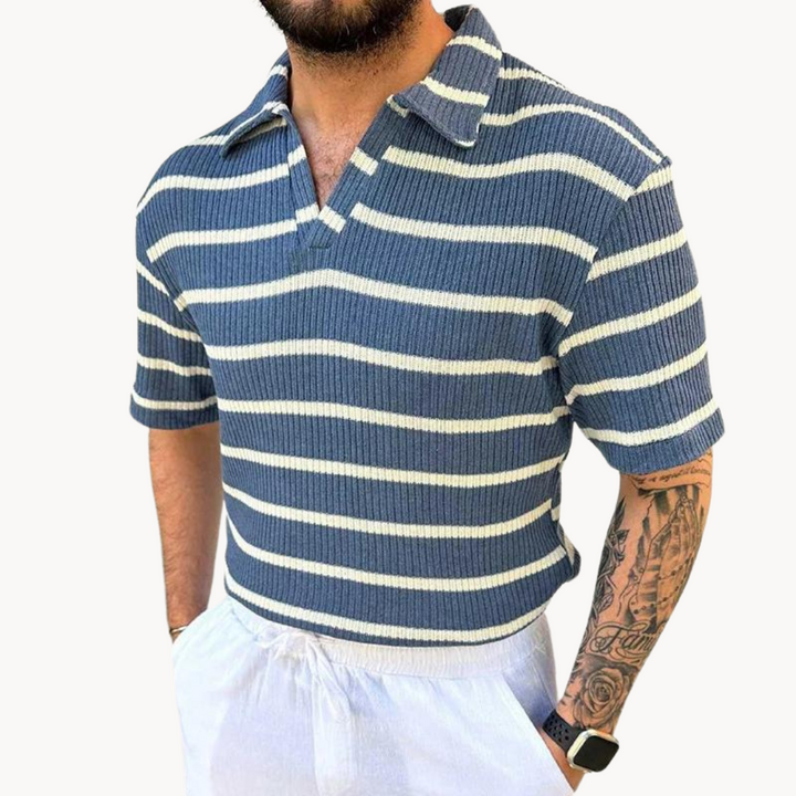 Kvėpuojantys polo marškiniai su Johnny apykakle