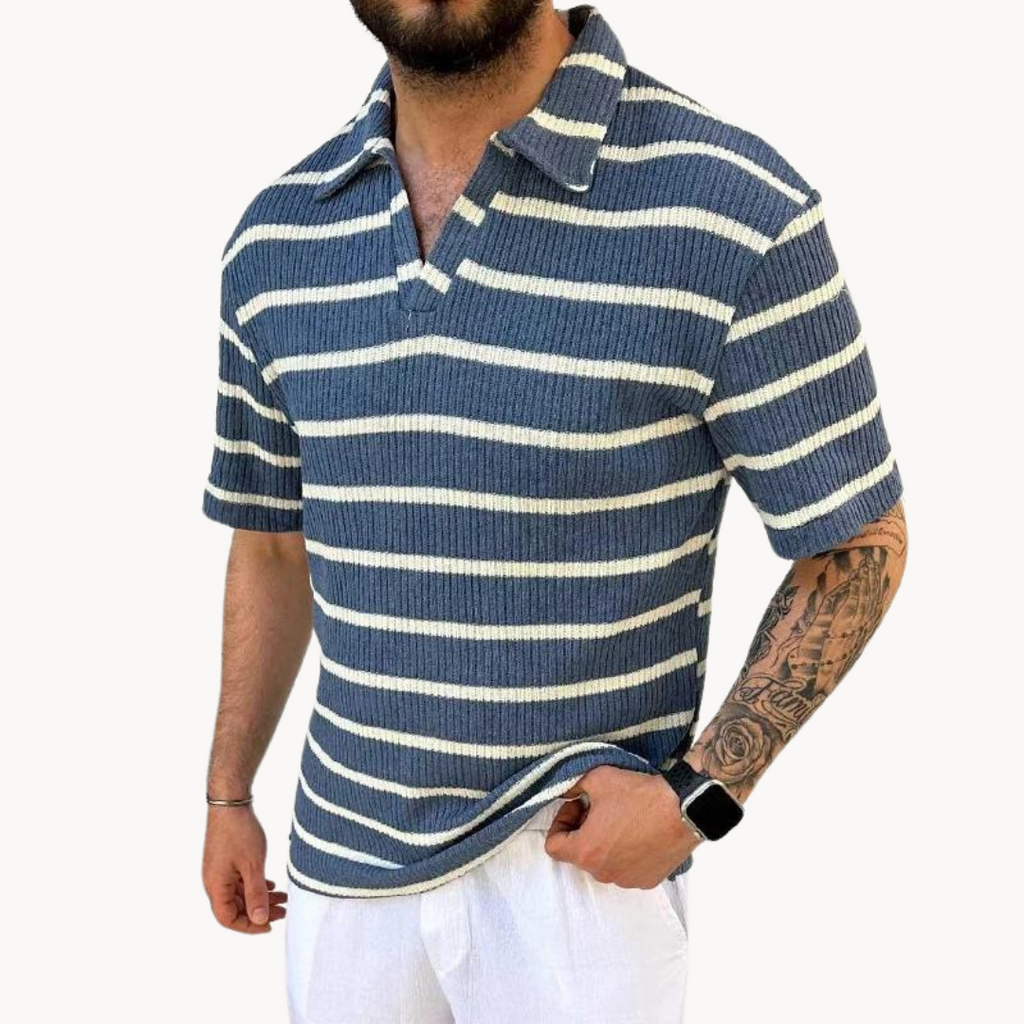 Kvėpuojantys polo marškiniai su Johnny apykakle