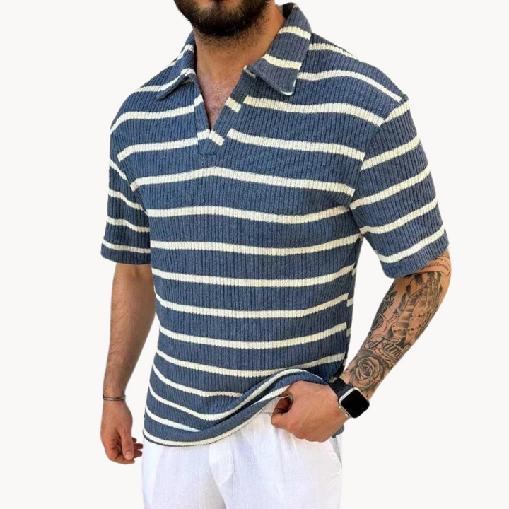 Kvėpuojantys polo marškiniai su Johnny apykakle