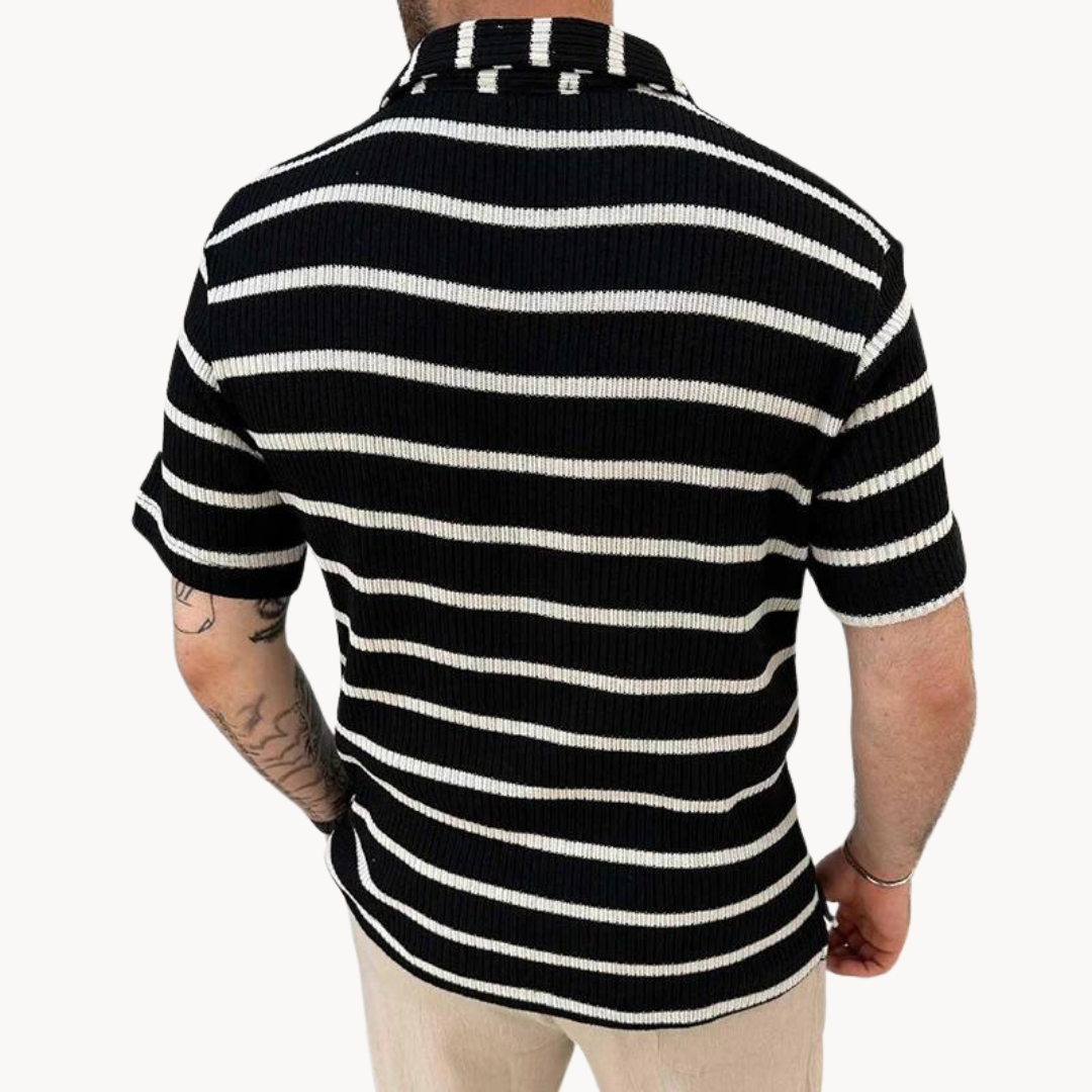 Kvėpuojantys polo marškiniai su Johnny apykakle