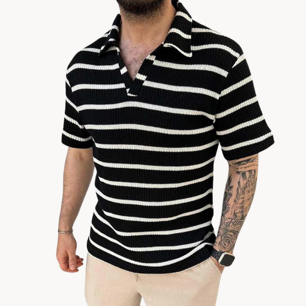 Kvėpuojantys polo marškiniai su Johnny apykakle