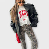 Retro Leopard Print Jeans