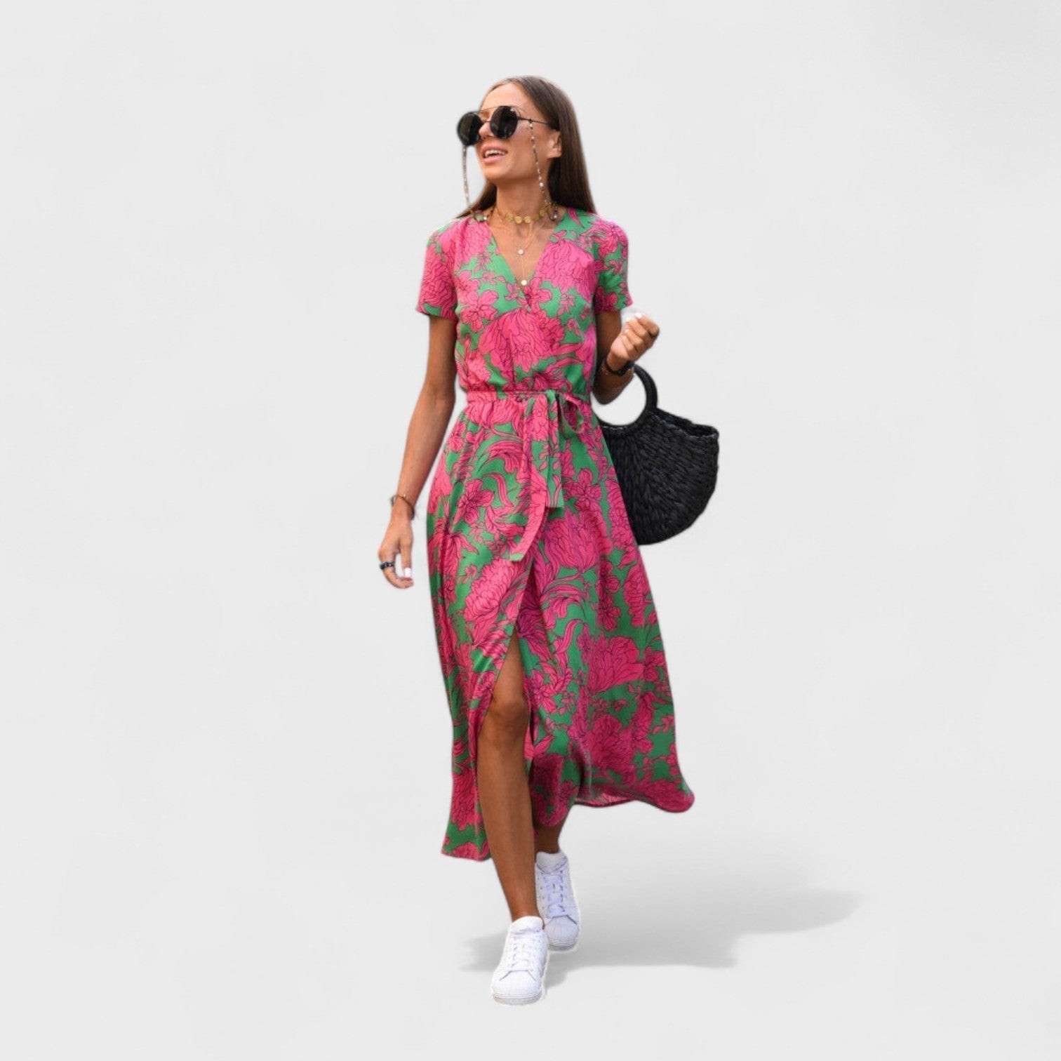 Rožinė Lirio - Boho Stiliaus Suknelė