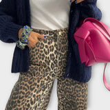 Retro Leopard Print Jeans