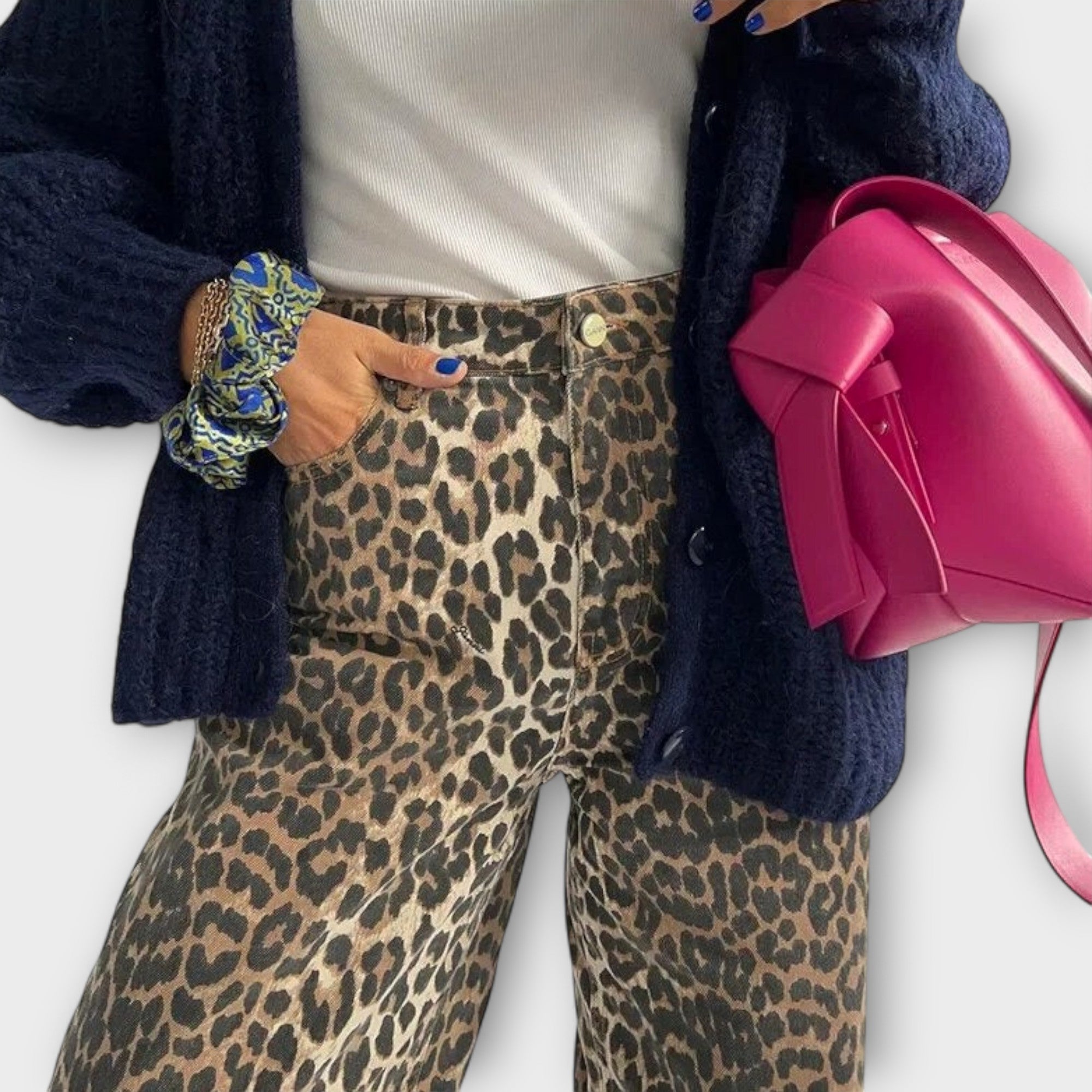 Retro Leopard Print Jeans