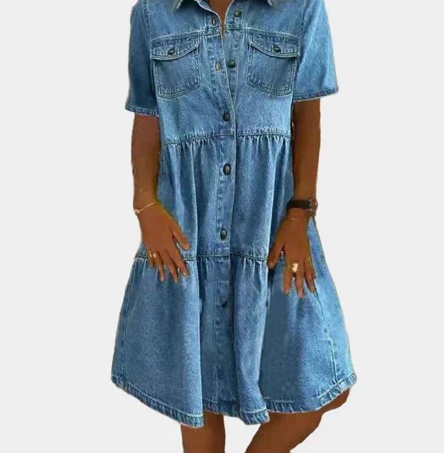 Boho Stiliaus Džinsinė Suknelė
