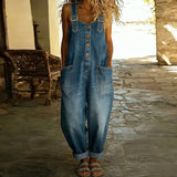 Vintage Jumpsuit iš Minkštos Medvilnės su Džinsiniu Stiliumi