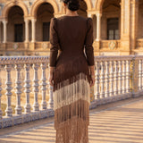 Elegantiška Ilga Suknelė (Ruda)