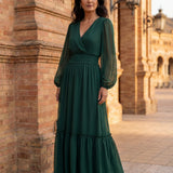 Chiffon Dress with V-Neckline