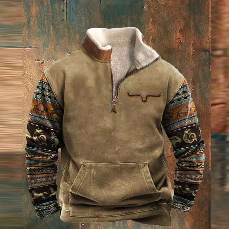 Patchwork Rašto Megztinis su Užtrauktuku