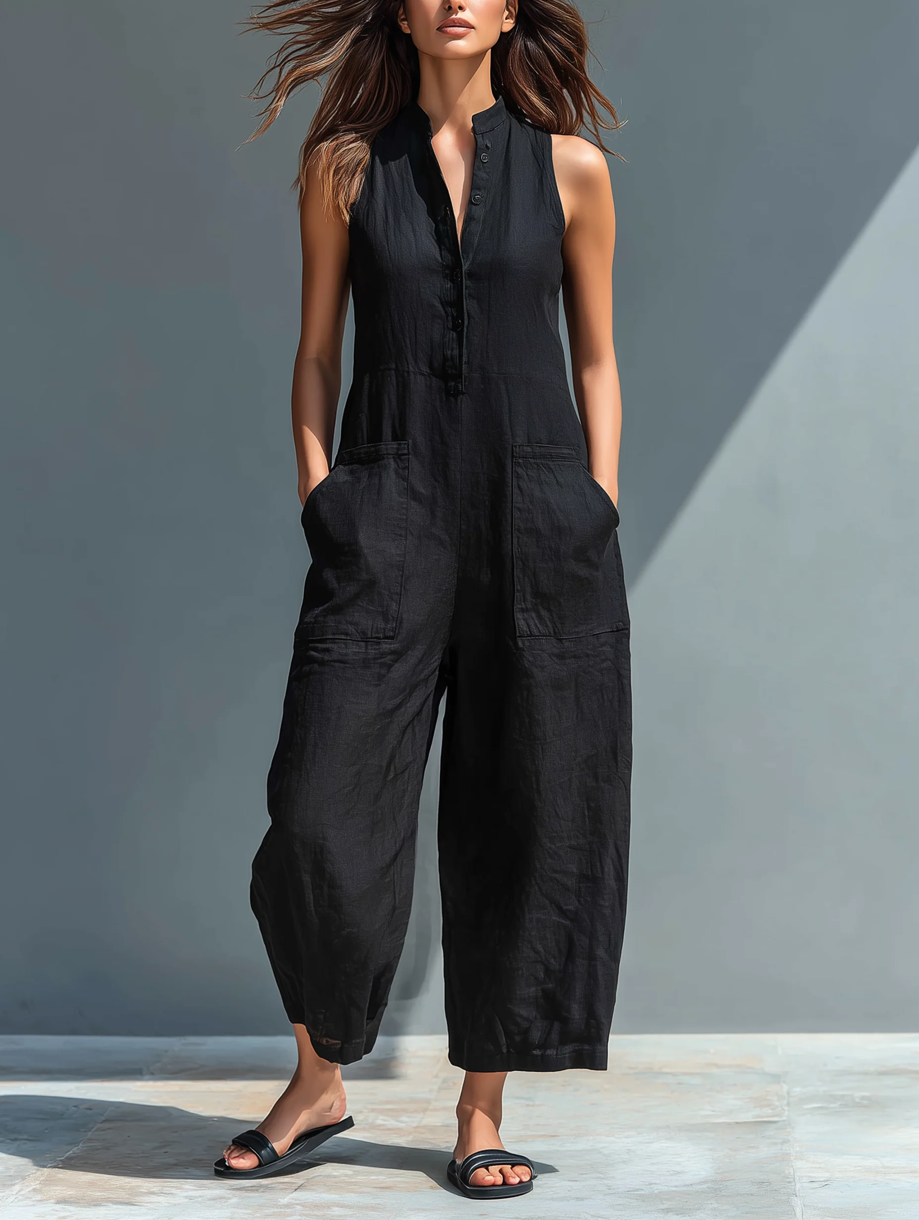Minimalistinis Be Rankovių Jumpsuitas