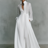 Minimalist Maxi Dress in Cotton and Linen