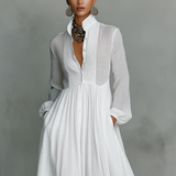 Minimalist Maxi Dress in Cotton and Linen