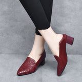 Vegan Leather High Heels with Delicate Embroidery