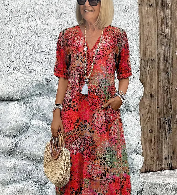 Moteriška Midi Suknelė iš Lengvos Medžiagos