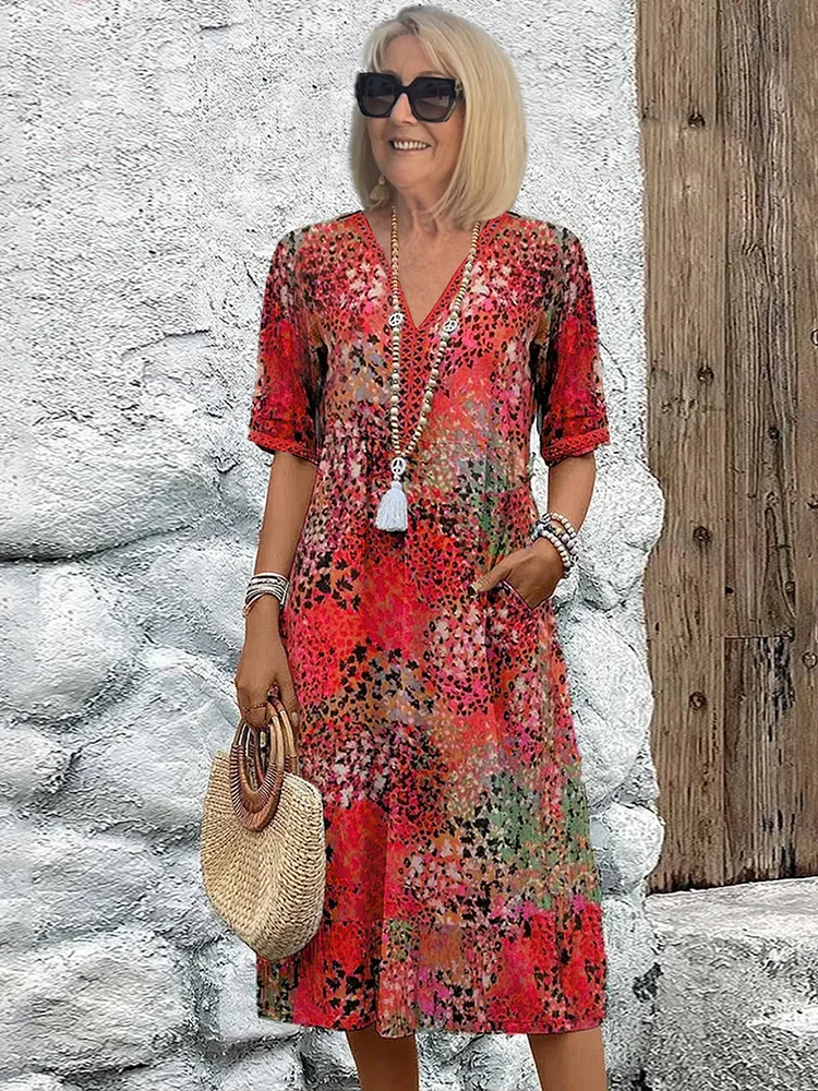 Moteriška Midi Suknelė iš Lengvos Medžiagos