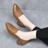 Vegan Leather High Heels with Delicate Embroidery