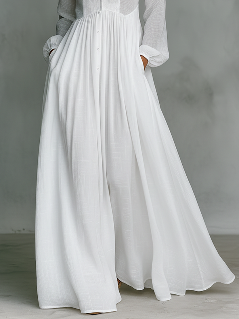 Minimalist Maxi Dress in Cotton and Linen
