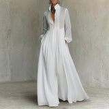 Minimalist Maxi Dress in Cotton and Linen