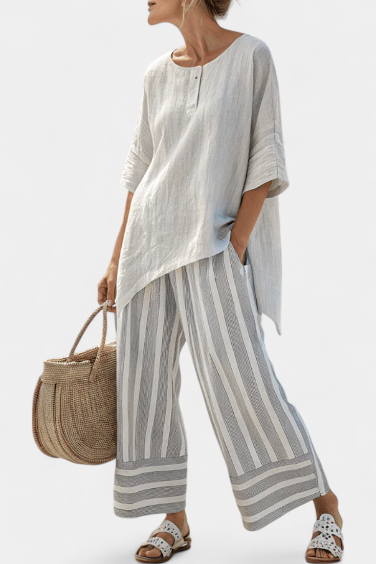 Asymmetric Blouse Set