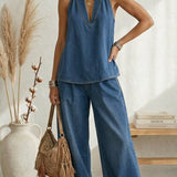 Džinsinis Jumpsuit be Petnešų