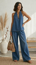 Džinsinis Jumpsuit be Petnešų