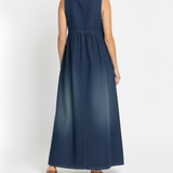 Retro Denim Maxi Dress