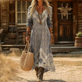 Vintage-Inspired Long Sleeve Casual Dress (Modelis 14)