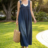 Retro Denim Maxi Dress